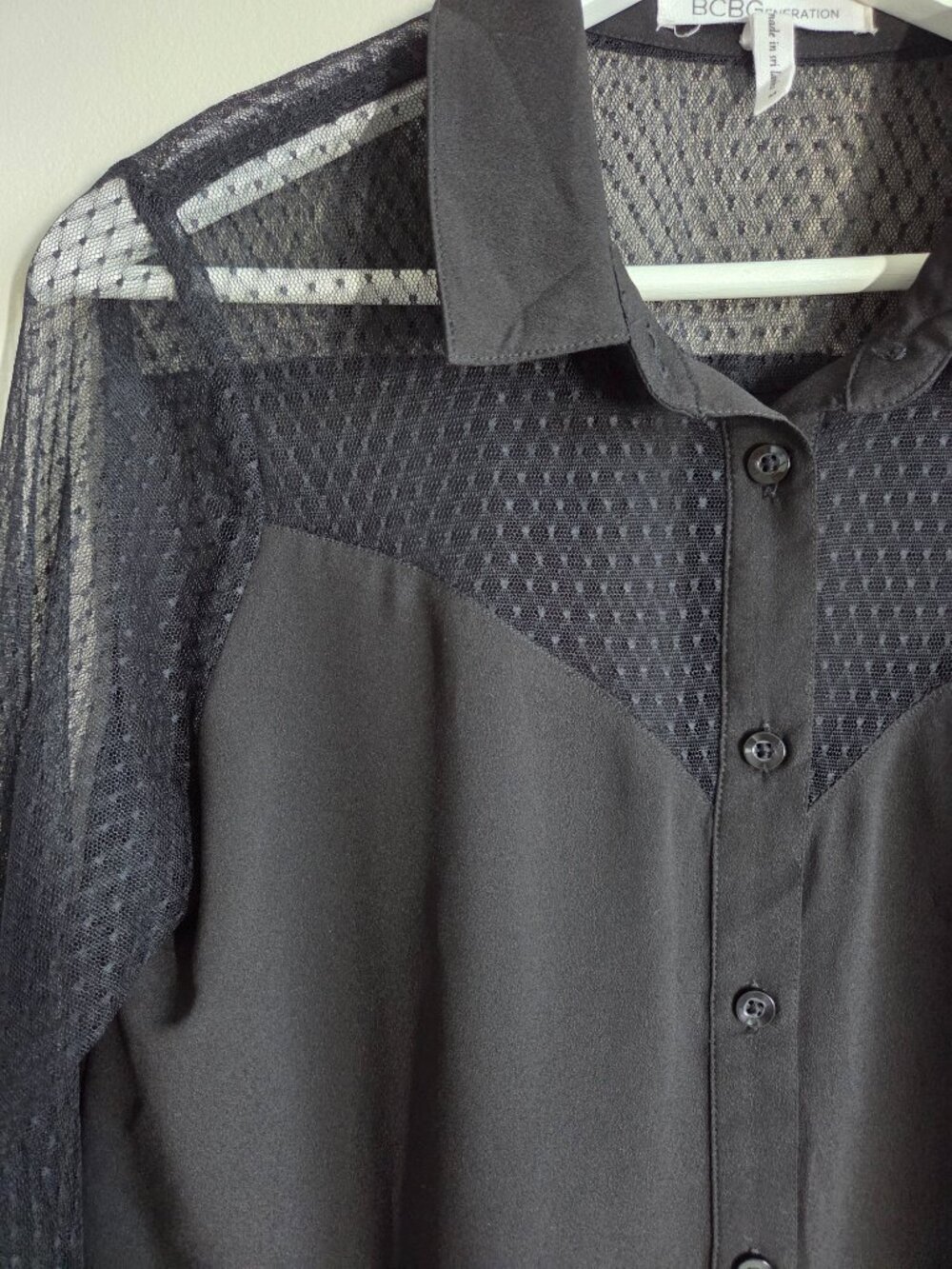 BCBGeneration Mesh Blouse Top - Picture 2 of 6